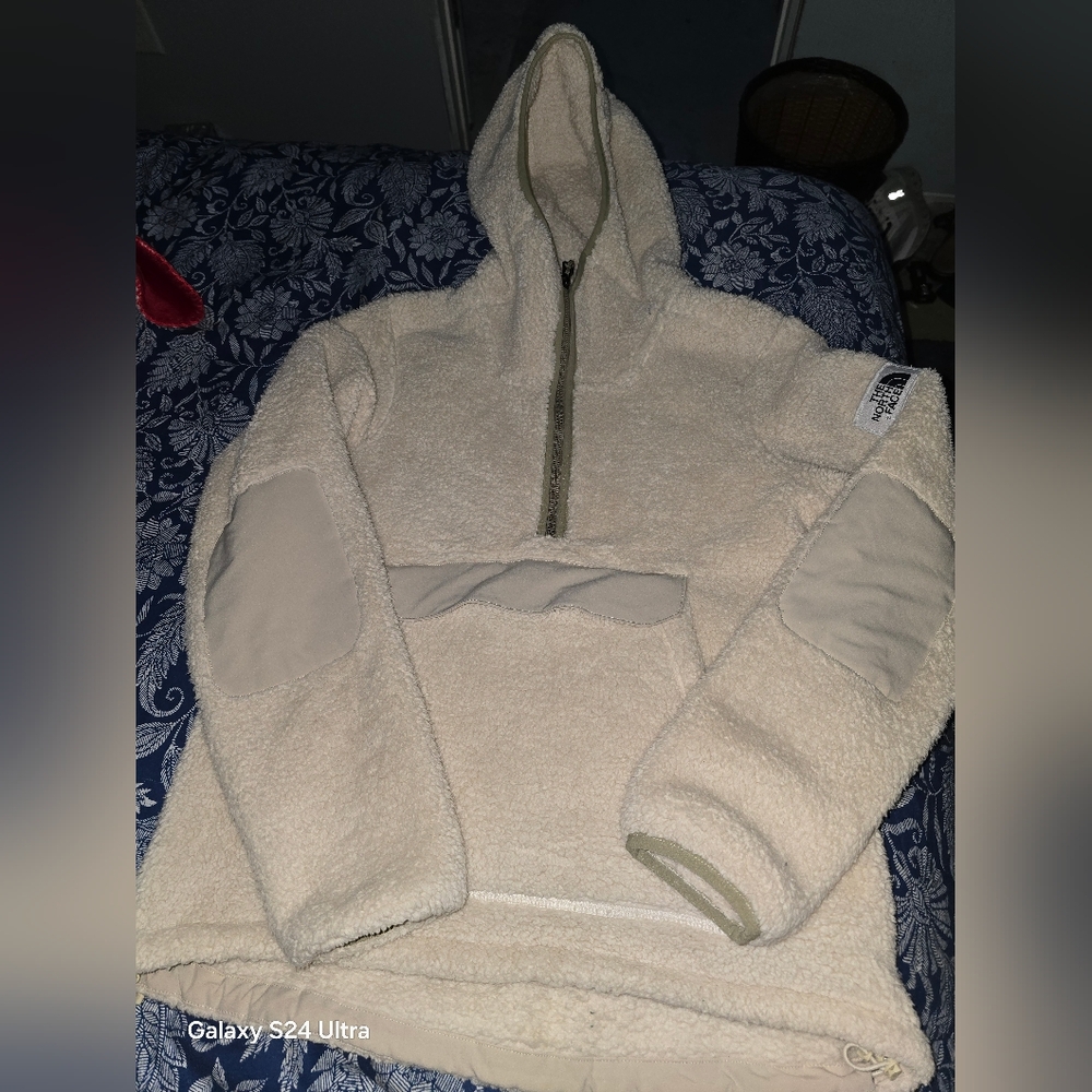 Women's The North Face Cream Campshire Coat Fleece Pullover Hoodie Jacket * Sz S